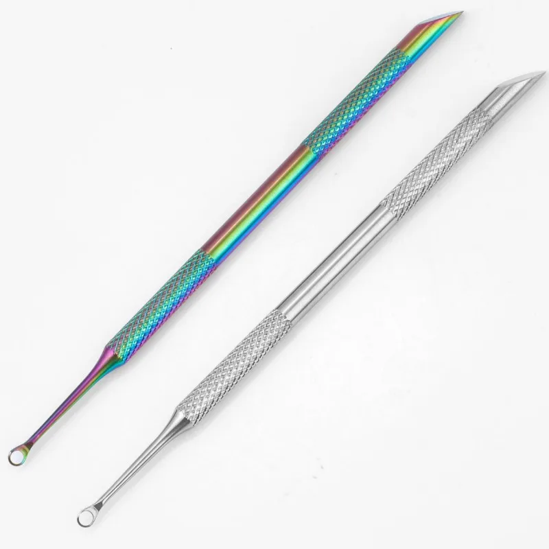 New Nail Double-ended Use Stainless Steel Circle Beveled Head Cuticle Pusher Remover Manicure Sticks Tool Nail Art Tool