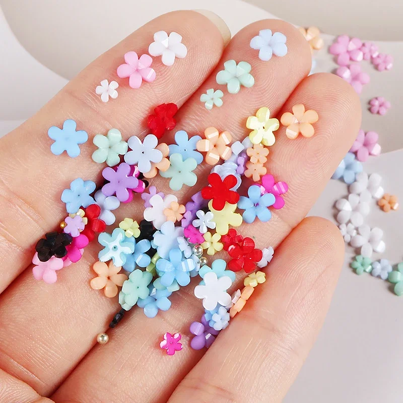 12Grids Kawaii Resin Flower Rhinestone Nail Art Charms Mixed Pearls Parts Nail Decoration Accessories Summer Manicure Supplies