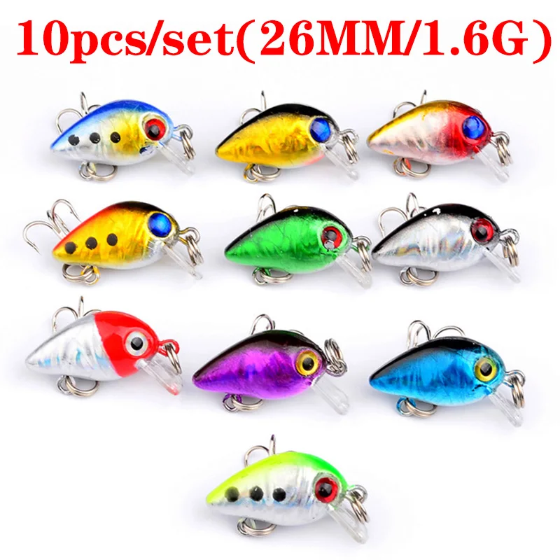 10Pcs/Lot Mini Crankbait Fishing Lures 2.6cm 1.6g Sinking Artificial Hard Bait Minnow Swimbait Wobblers Carp Fishing Lure Set