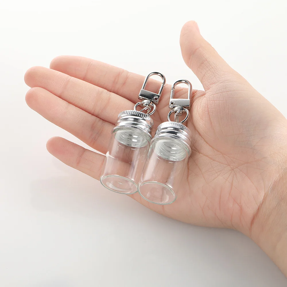 1pc Mini Wishing Bottle Keychain for DIY Crafts Graduation Wedding Favors Party Transparent Glass Storage Jars Gifts Home Decor