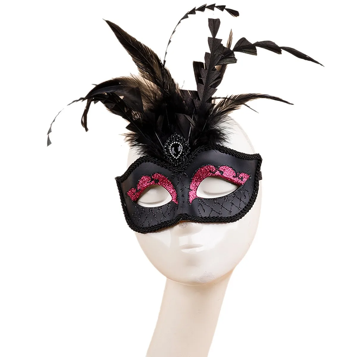 Masque pour les yeux Sexy plume eau diamant bal de mascarade vénitien Halloween fête déguisement accessoires de déguisement dame masque facial