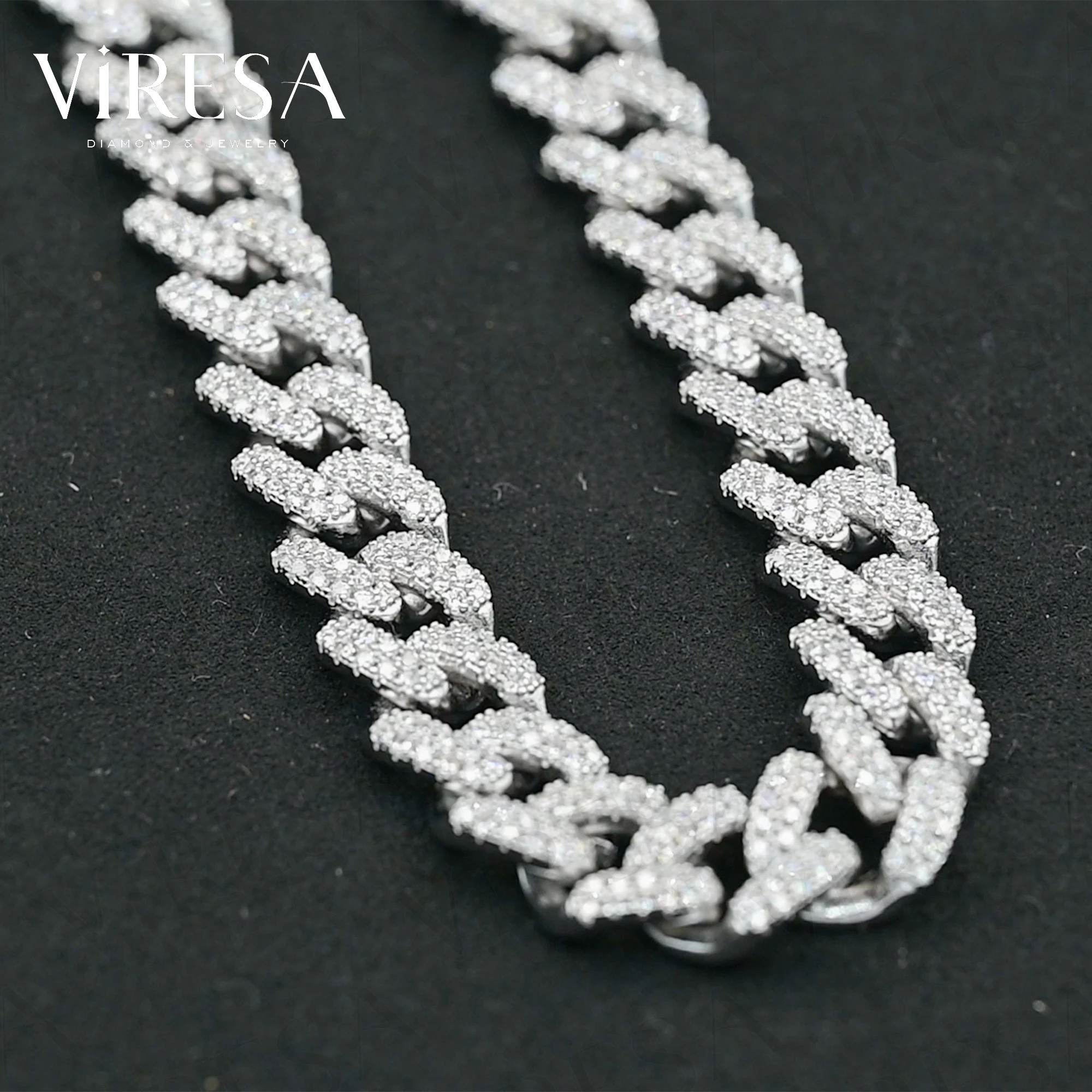 Diamond Bracelet .Lab Iced Out Cuban Link S925 Silver Rhodium Plated Custom Order Wholesale