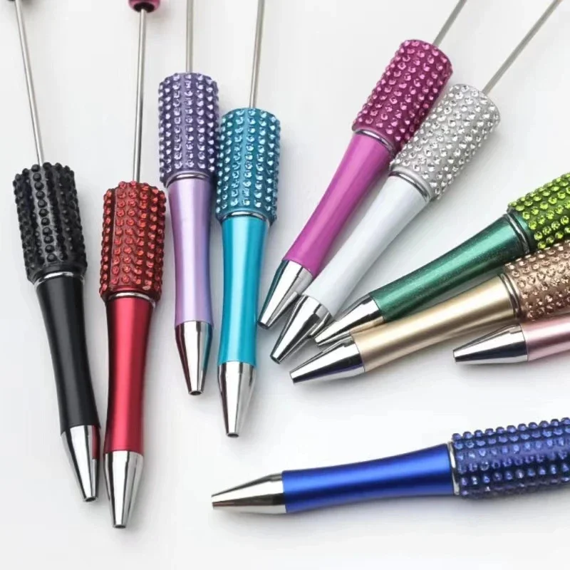 100Pcs Handmade Diamond Beadable Pen Bead Ballpoint Pen Ball Pen for Students Office School Supplies Mixed Colors Beads Pens