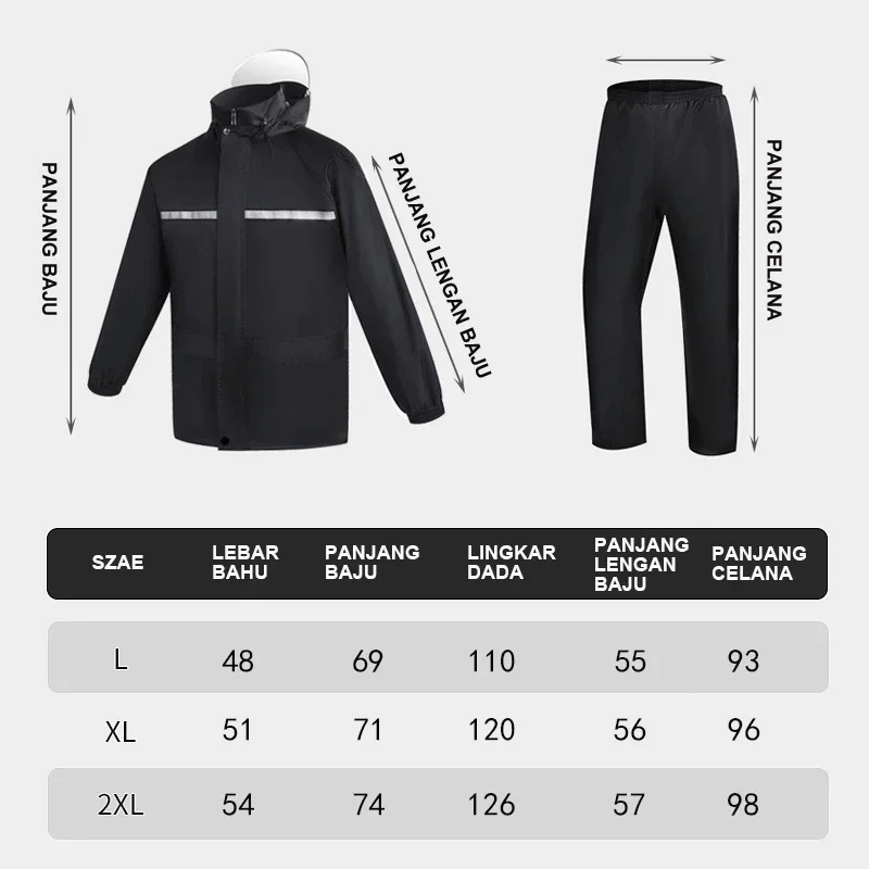 Regenmantel und Regenhose, Ganzkörper-Regensturm-Prävention, elektrisches Fahrrad, Motorrad, zum Mitnehmen, Reiten, reflektierender geteilter Regenmantel