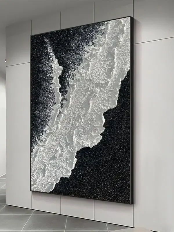 

Modern, simple, living room, hanging painting, black and white, abstract, porch, decoration, painting texture, advanced