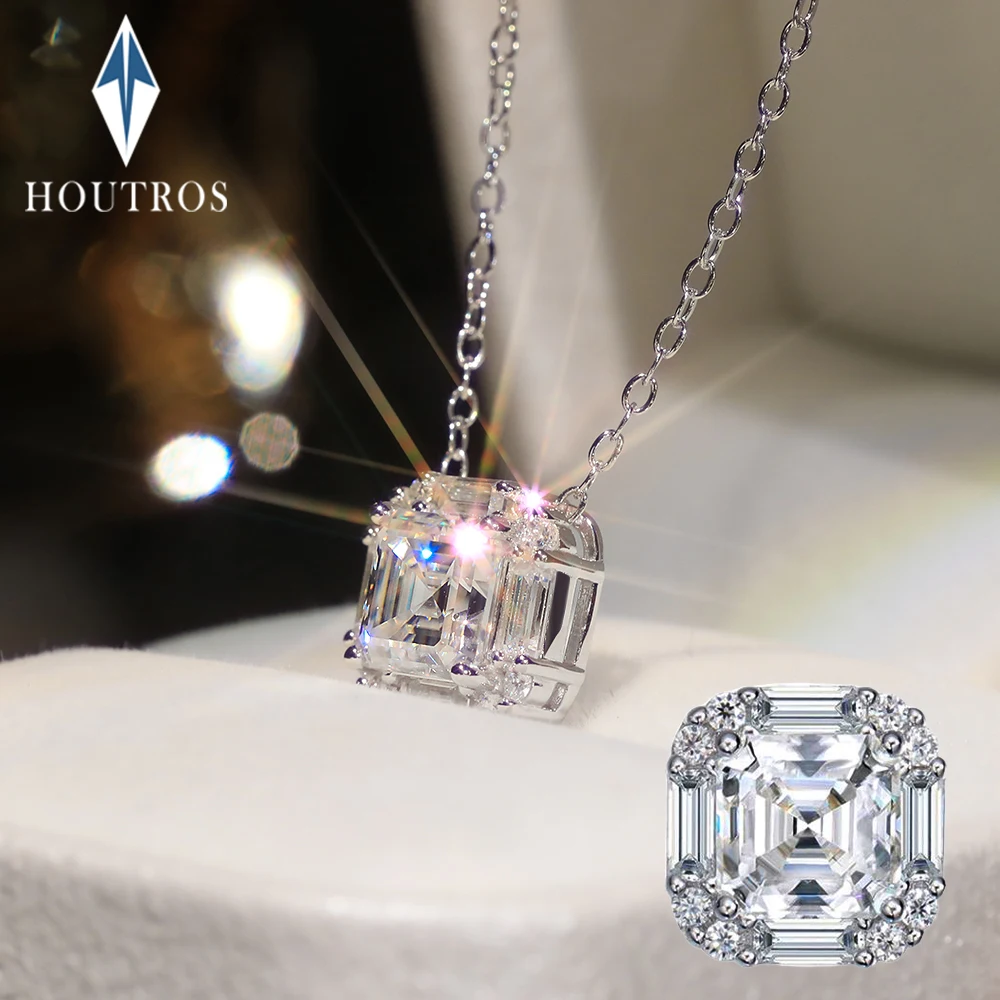 

Кулон-подвеска из муассанита 2 карата с огранкой Ашер для женщин, серебро 925 пробы, сверкающее бриллиантовое ожерелье для вечеринок и свадеб