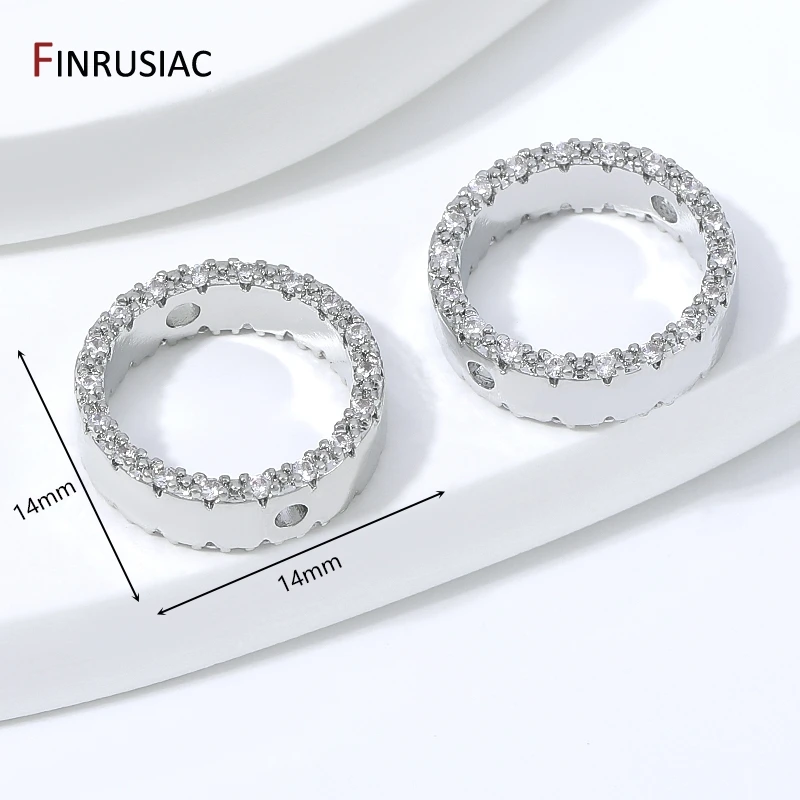 18K vergoldeter Messing-Perlenkäfig für Schmuckherstellung, Zirkon-Rundrahmen-Abstandsperlen für DIY-Armband-Zubehör – Detail 12