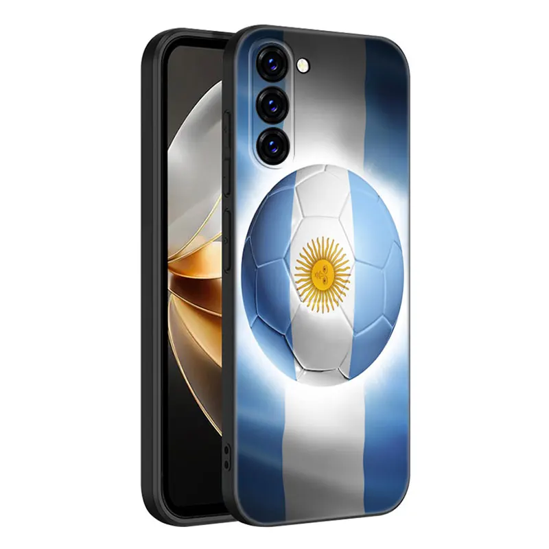 Argentina Flag Soccer 10 Phone Case For Samsung Galaxy S20 S21 S23 FE S22 Ultra S10E S10 Lite S8 S9 Plus S7 Edge Black Cover