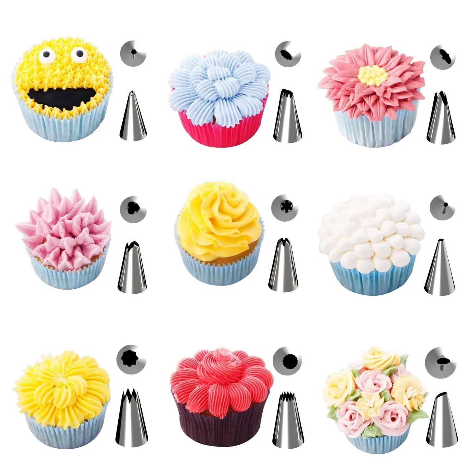 Diy Cake Decorating Icing  Piping Tips 24/48Pcs/set Pastry Cream Nozzles Cupcake Stainless steel Cake Baking Tools Accessories