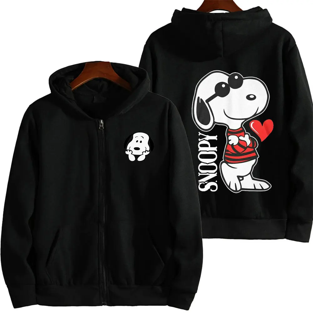 Snoopy Cartoon Double Sided Zip Hoodie
