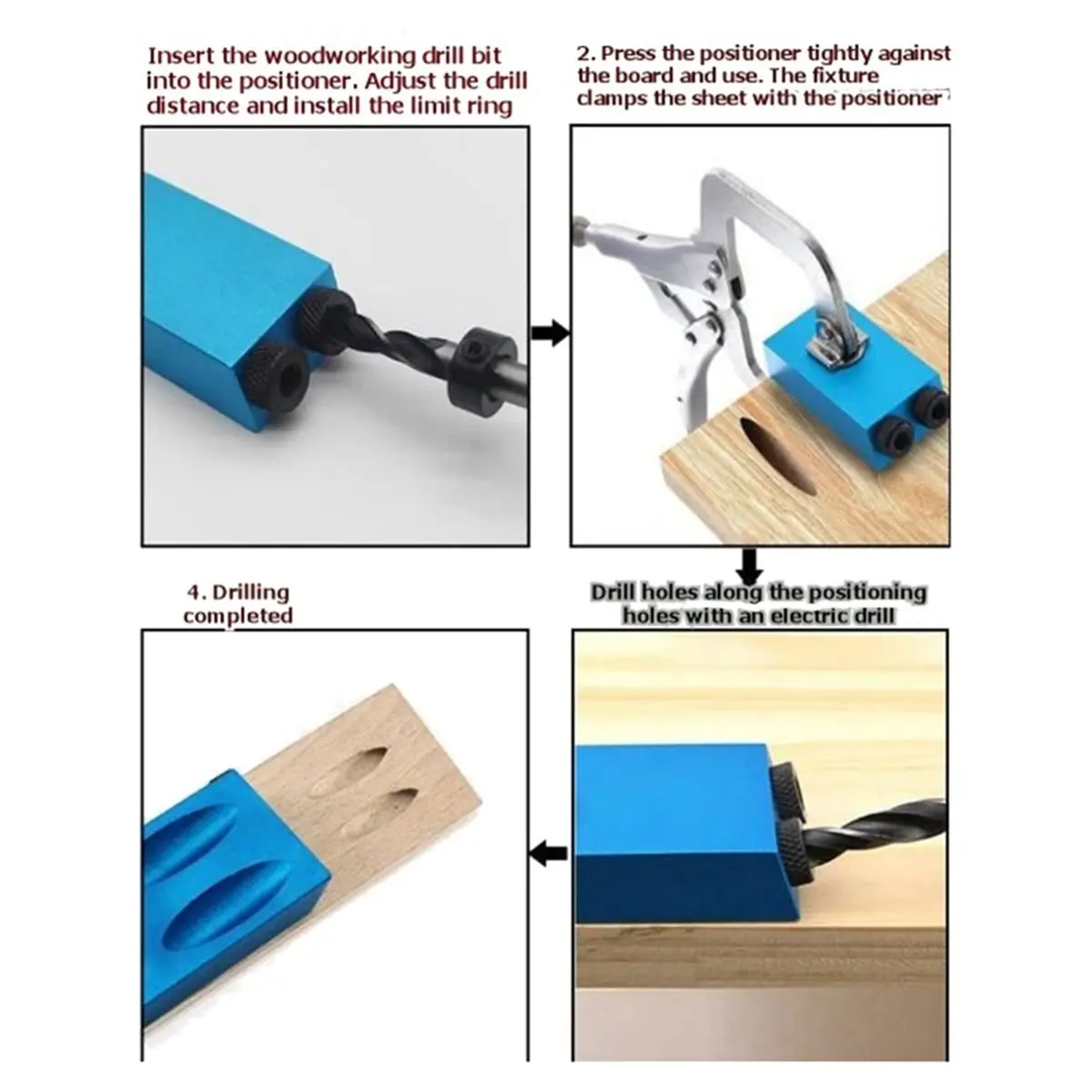【UPGRADED VERSION】14Pcs Pocket Hole Jig Kit, Aluminum 15° Inclined Hole Fixture with 6/8/10mm Drill Guides for Woodworking