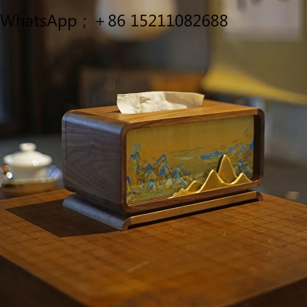 Lly new chinoiserie tissue box classy black walnut wood ornament living room accessible luxury coffee table high-end tissue box