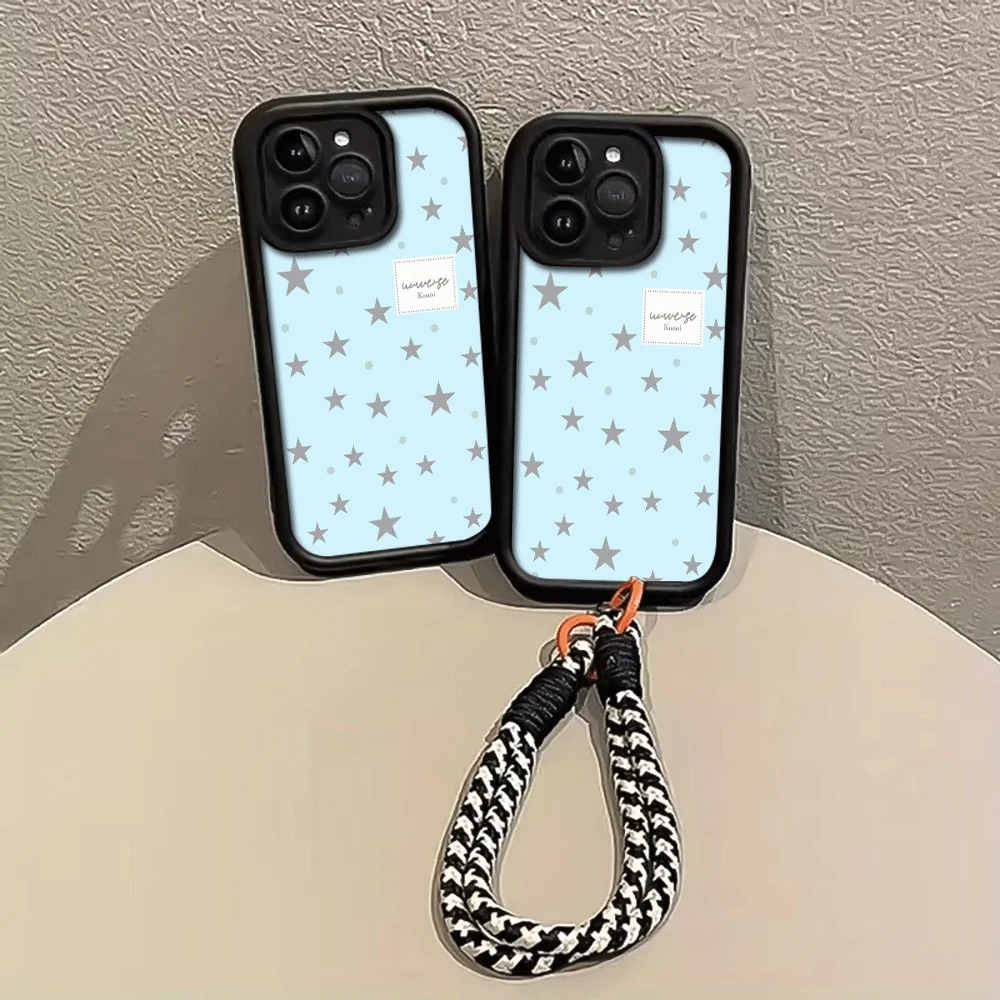 Hellblaue Silberstern-Handyhülle mit Trageschlaufe für Samsung Galaxy Note 20 Ultra S24 S25 S26 Plus S24 FE S23 S24 S25 Ultra Cover – Detail 2