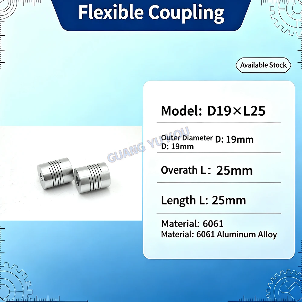 Flexible Coupling D19*L25 Aluminium Encoder Engraving Machine CNC Stepper Motor Shaft Component Coupler 3/4/5/6/6.35/8/10/12mm