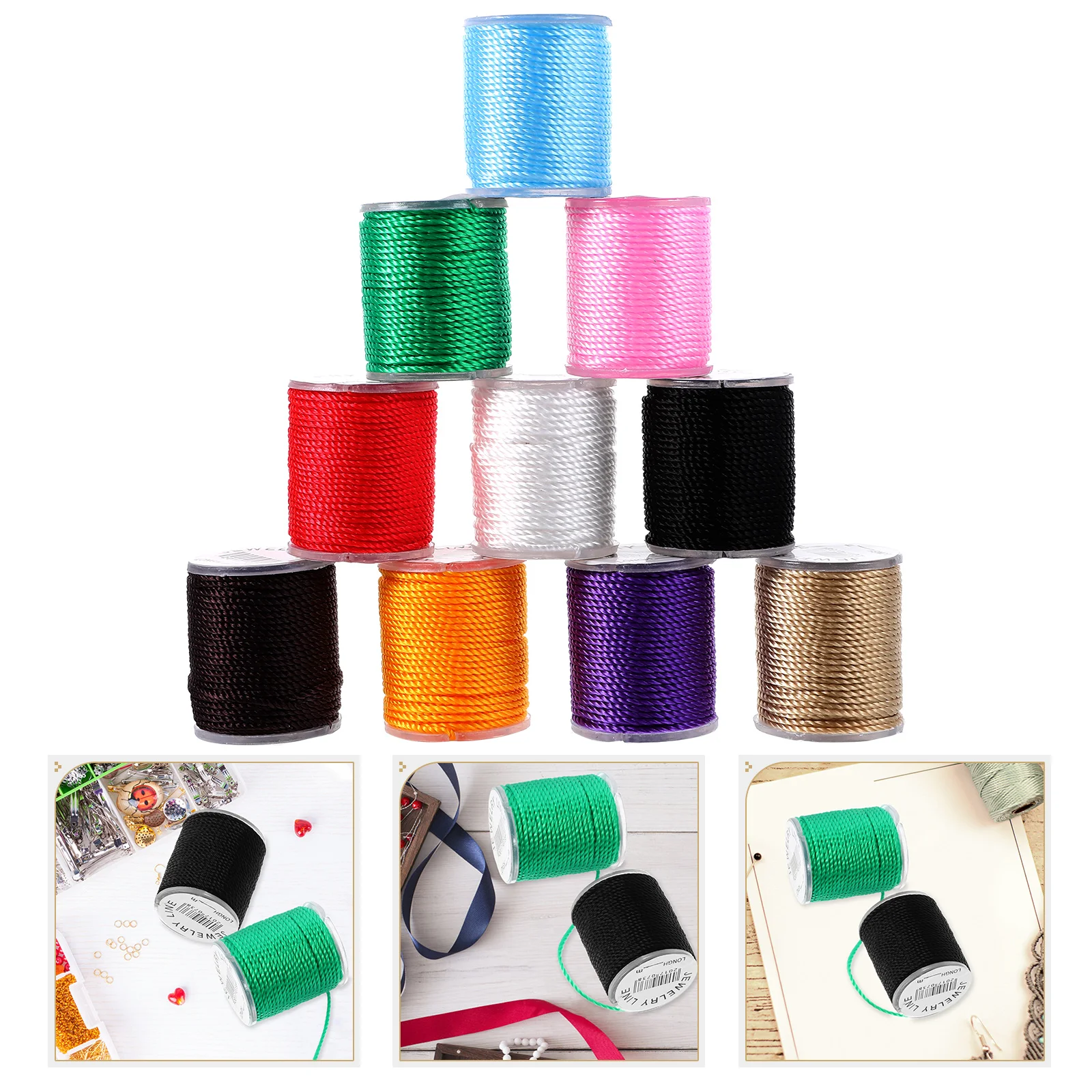 

10 Colors 1mm Thickness Nylon Beading Cords 32 8 Feet Roll Jewelry Making Supplies Crafting Materials Kits