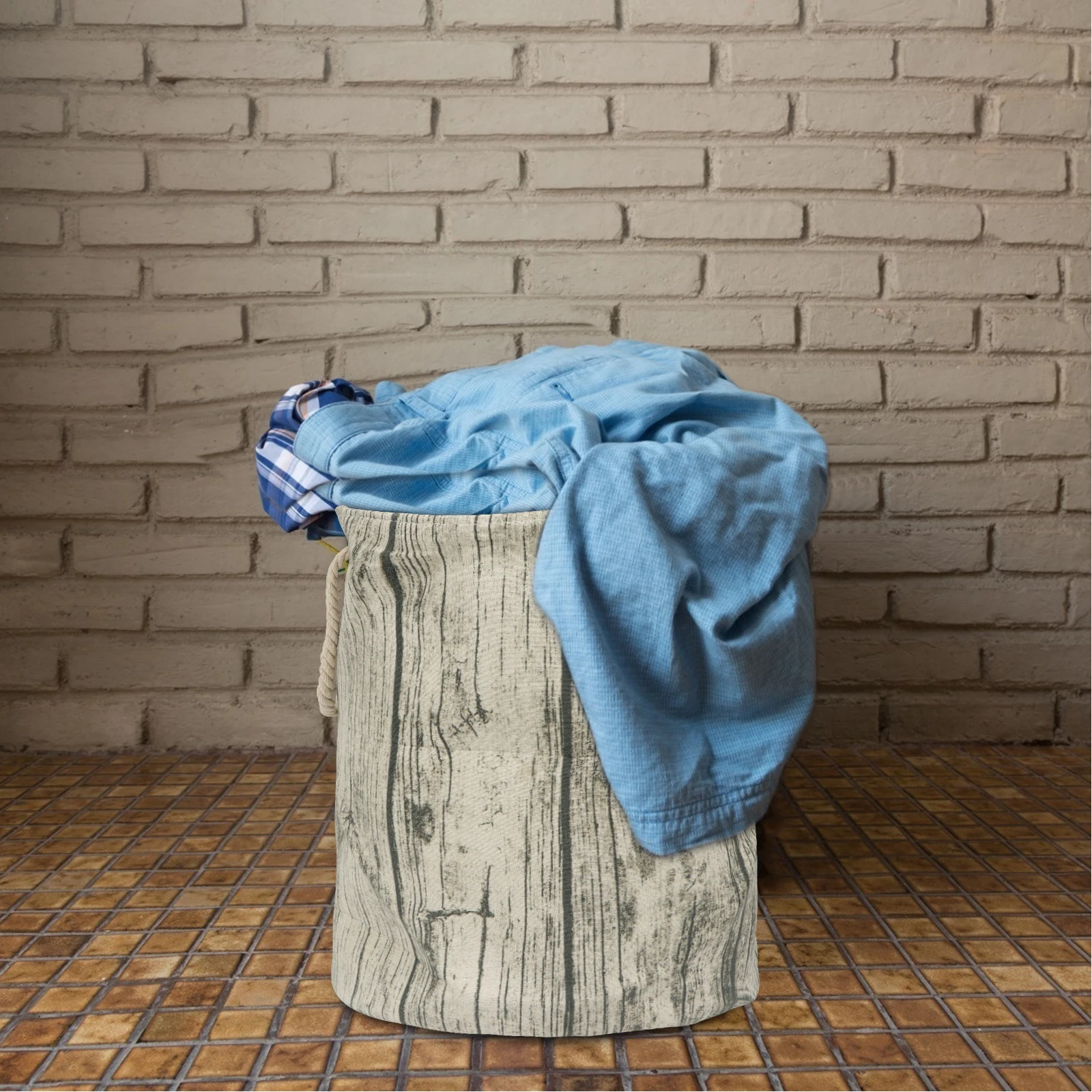 

1pc Laundry Basket Foldable Cotton Linen Large Capacity Clothes Hamper For Bedroom Bathroom Laundry Room Dirty Clothes Storage
