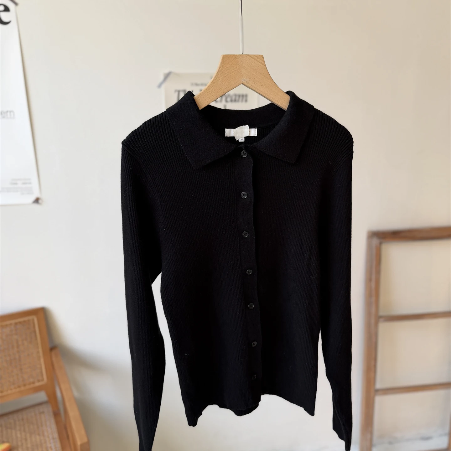 الكلاسيكية طوق صغير زر سترة محبوكة سترة ملابس خارجية اليابانية Sle مضلع طويل Sve Ne الحرارية الدافئة #3