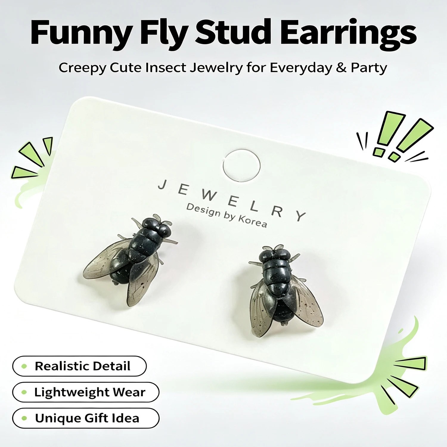 2pcs/kit Funny Prank Flies Stud Earrings For Women Realistic Simulation Insect Fly Earrings Halloween Party Abstract Jewelry