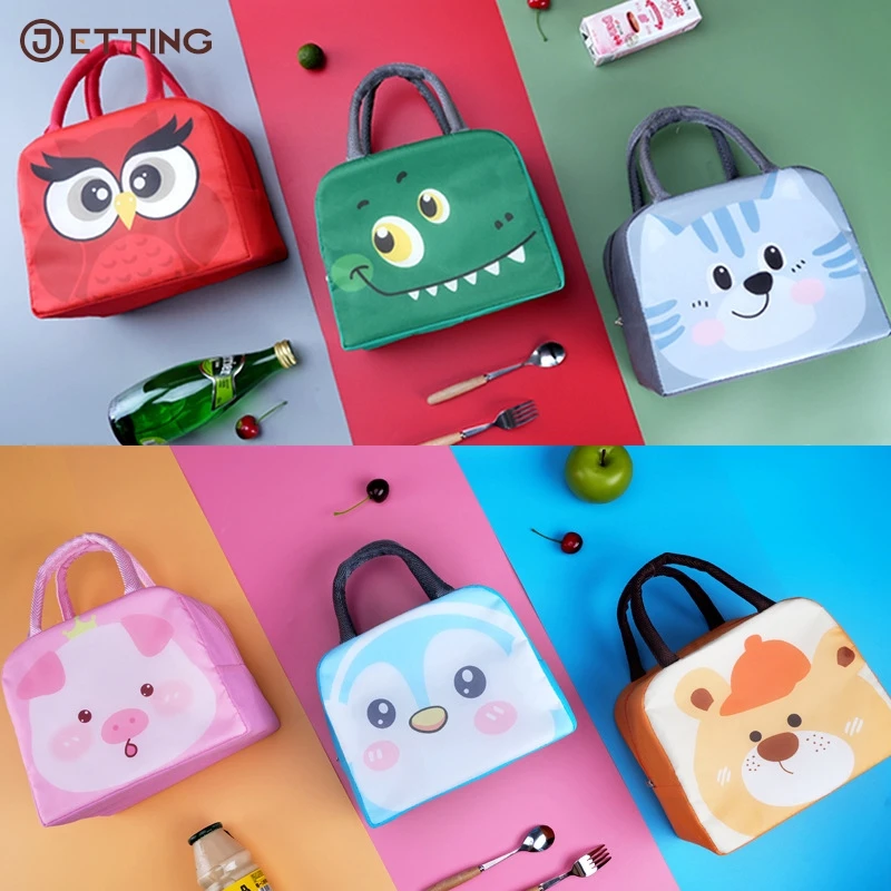 Lunch Bag For Children Aluminum Insulation Keep Temperature Cartoon Cute Lunch Box Hangbag Outdoor Picnic Food Storage Bags New