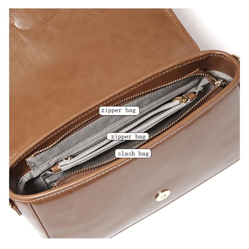 Split Leather Women's Crossbody Bag - Retro Flap Shoulder Purse