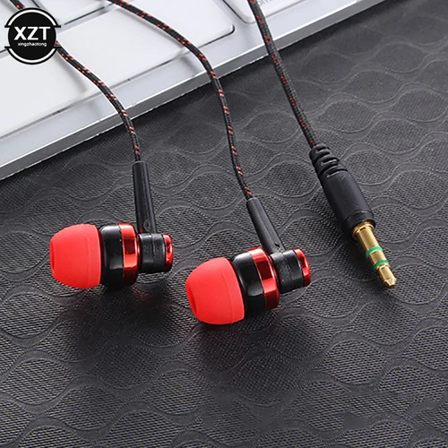 Imagen 2 del producto Auriculares con Cable estéreo intrauditivos, Cable tejido de nailon de 3,5mm, auriculares con micrófono para ordenador portátil, Cable de tela, auriculares con subwoofer, regalos