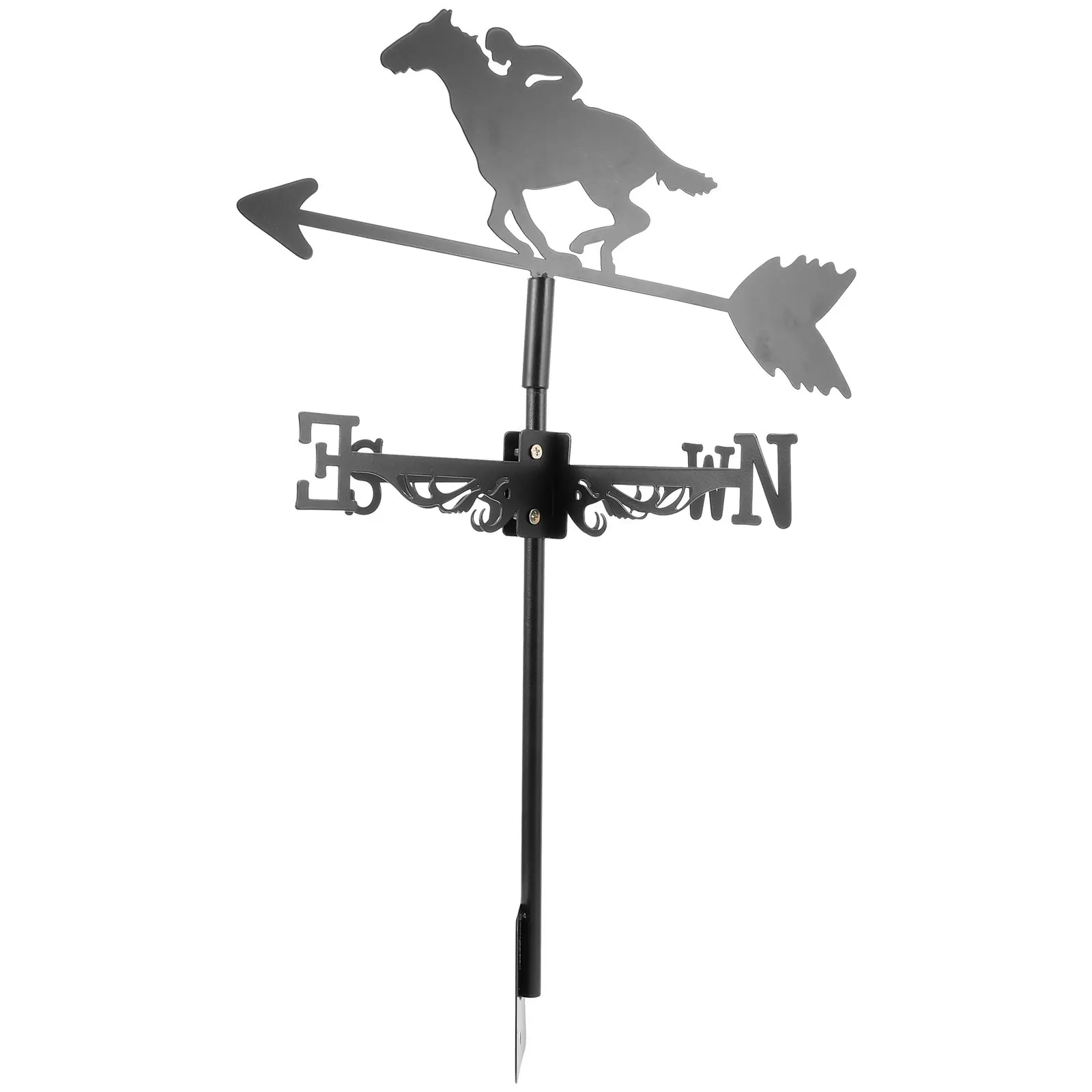 Zinc Alloy Racing Horse Weather Vane for Garden Yard Patio Decor Metal Wind Direction Indicator Roof Or Ground Mount Decorative
