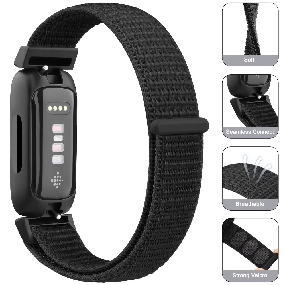 Elastic Nylon Braided Strap For Fitbit Inspire 3/2/HR Comfortable Breathable Replacement Accessories For Fitbit Ace 3/2 Correa
