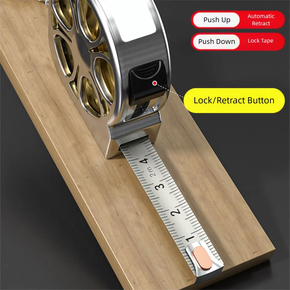 2M Stainless Steel Measuring Tape,Retractable Mechanism Hollow Design Tape Measure,Double-Sided Scale Tape Ruler Measure Tools
