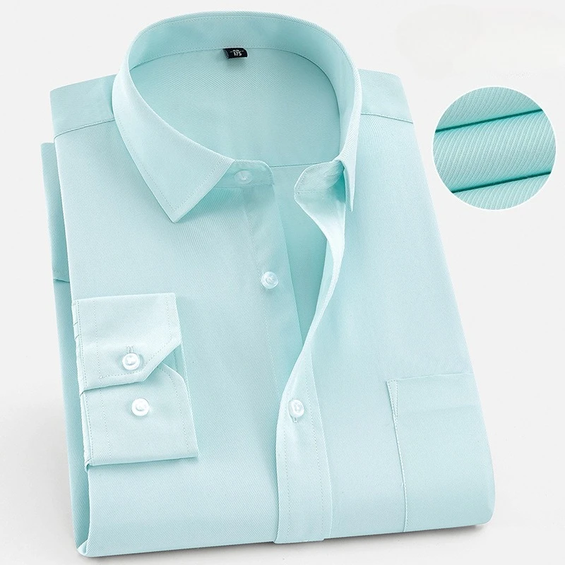 

Work Blue Black White Shirt Solid Color 8XL Long Sleeve Man Shirt Plus Size Big and Tall Business Office Men Shirt Long Sleeve