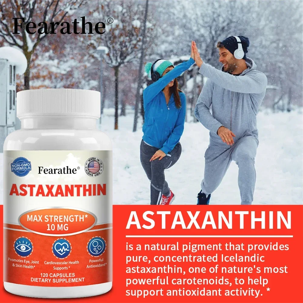 Suplemento Pure Astaxantina, Suplemento Antioxidante, Promove Eye, Joint, pele e saúde do coração, Max Força 10 Mg