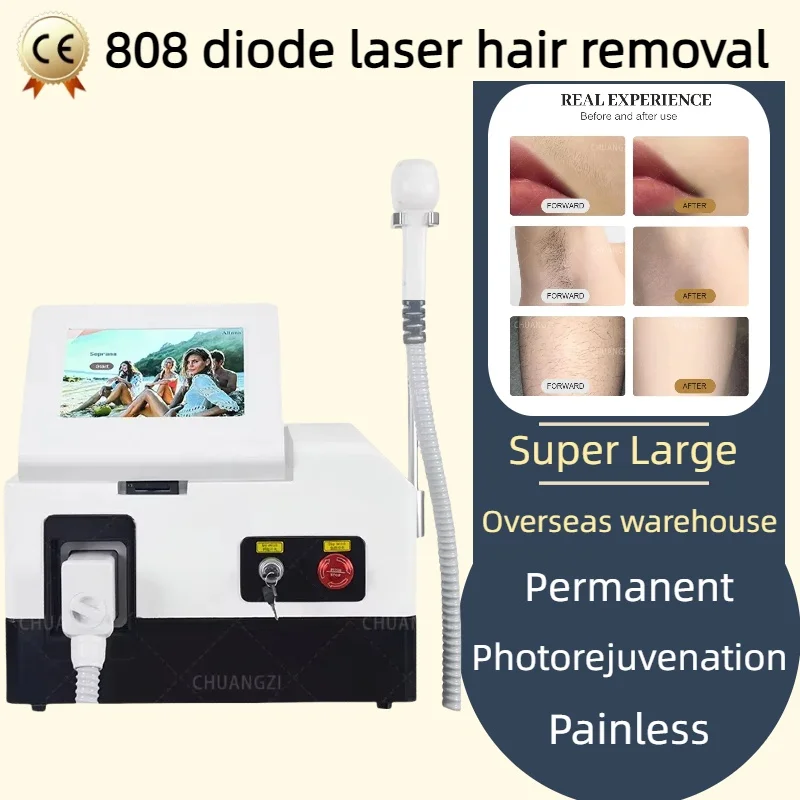 Ice Painless Alexandrite Painless Epilator 3 wavelengths Diode Hair Removal Machine Permanent Painless Hair Removal Device