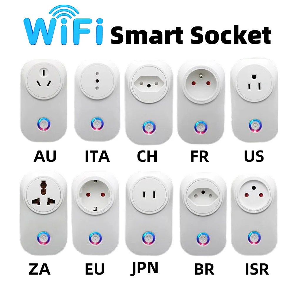 

Беспроводной пульт дистанционного управления 2,4G WIFI, вилка питания Tuya Smart Life, управление приложением, Великобритания, ЕС, BR, энергосберегающая розетка Alexa Google