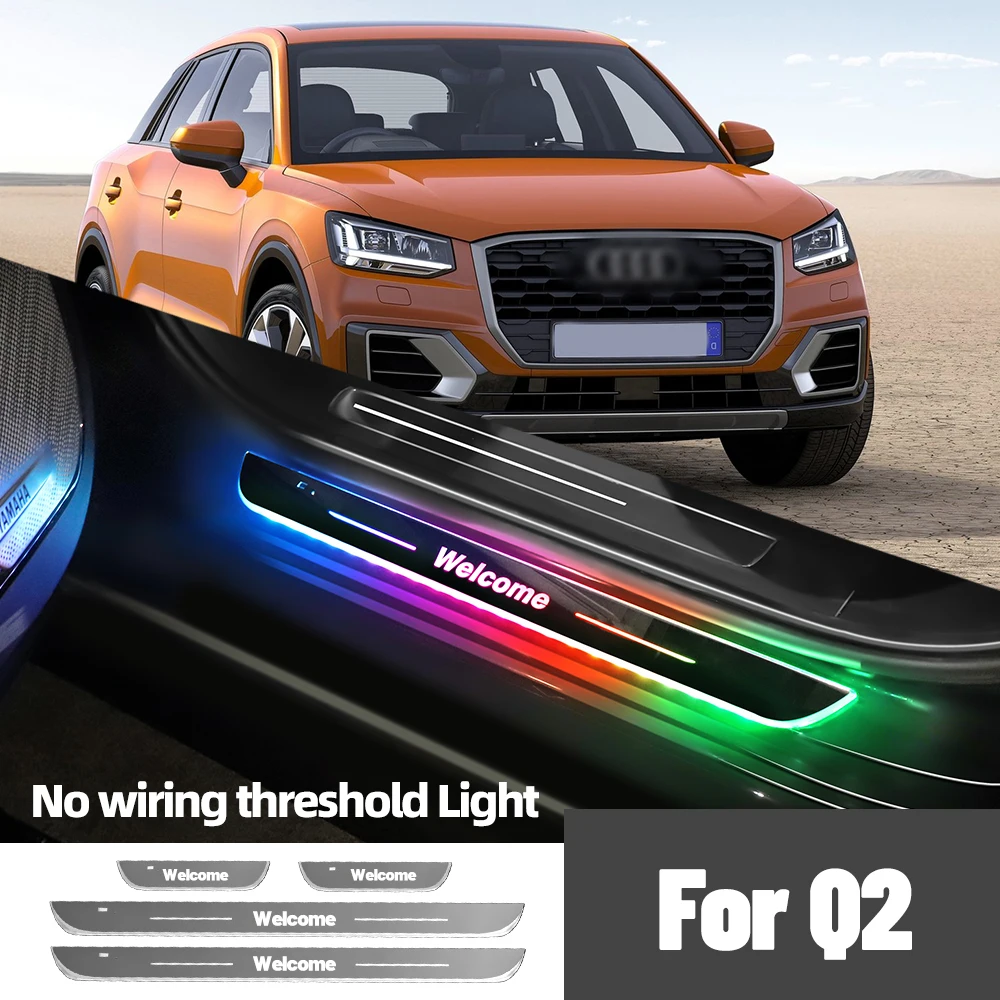 

For Audi Q2 2016-2021 2017 2018 2019 2020 Car Door Sill Light Customized Logo LED Welcome Threshold Pedal Lamp Accessories