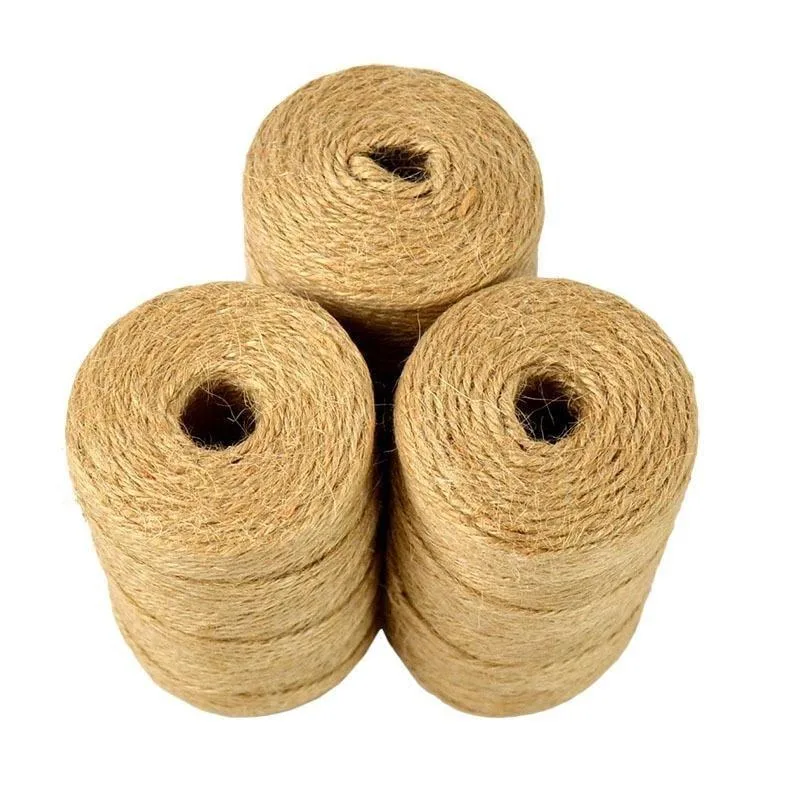 Jute Twine 100M Natural Sisal 2mm Wrap Wedding Decoration Crafts Twisted Rope String Cord Events