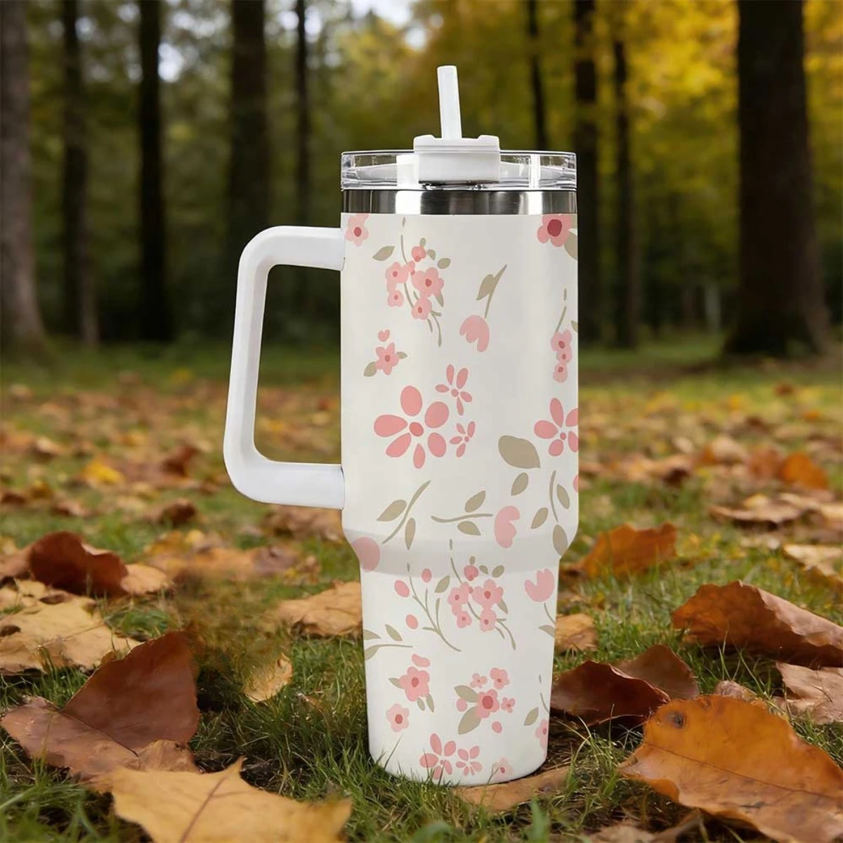 1pc 40oz Insulated Mug with Lid & Rope Handle - Leakproof Double-Wall Suitable for Hot/Cold Drinks, Portable Coffee for Home, Office, Travel, Camping, Picnic, Parties, Gift for, 304 Stainless