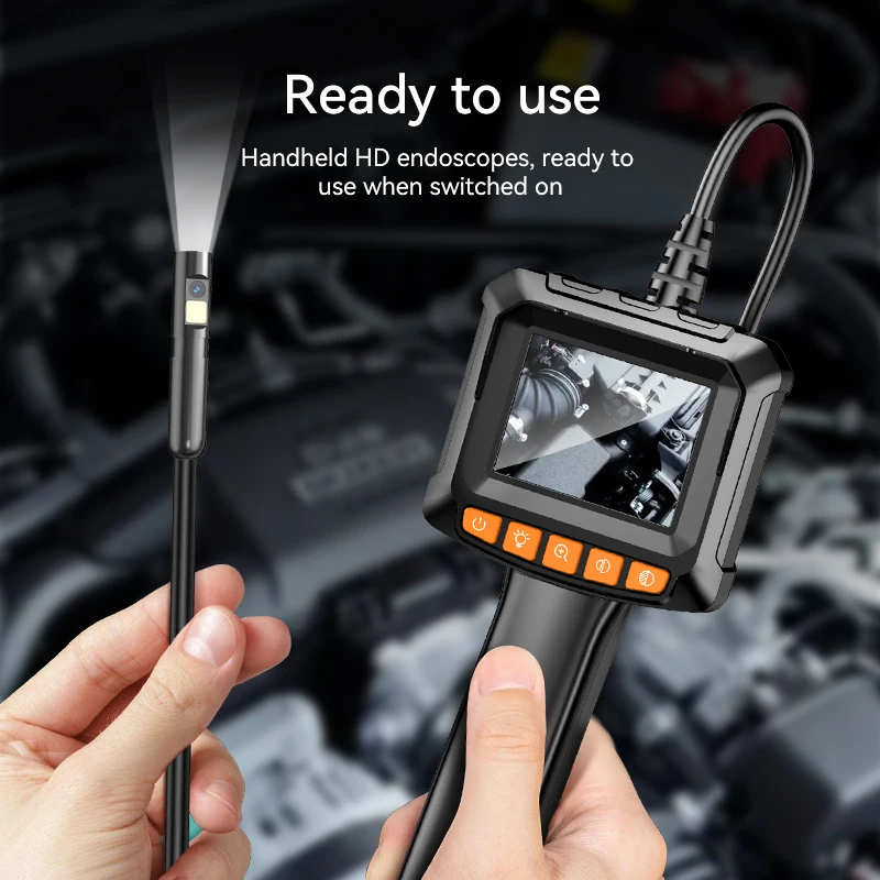 Automotive Inspect Camera Repair Tools IP67 Waterproof 2MP 8LED Portable Rigid Pipe Sewer Borescope 2.4Inch Industrial Endoscope
