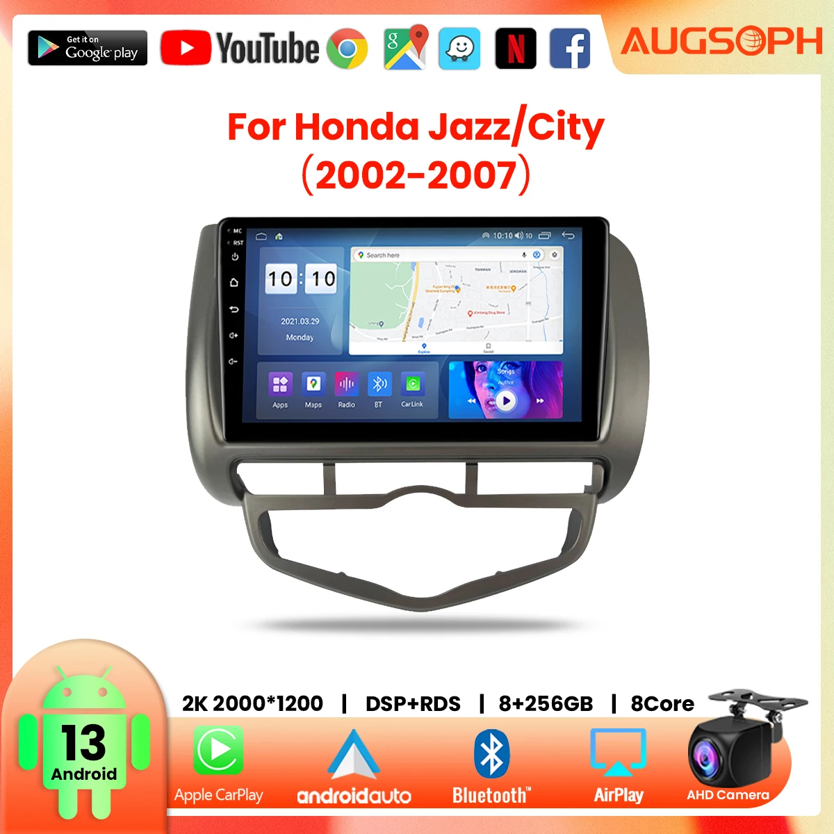 

Android 13 Car Radio for Honda JAZZ/city 2002-2007,9inch Multimedia Player with 4G WiFi Carplay & 2Din GPS