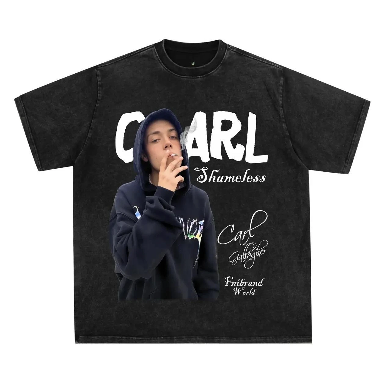 

Свободная стираная футболка American Carl из хлопка с короткими рукавами, осенний тренд, универсальный мужской и женский повседневный топ, уличная одежда