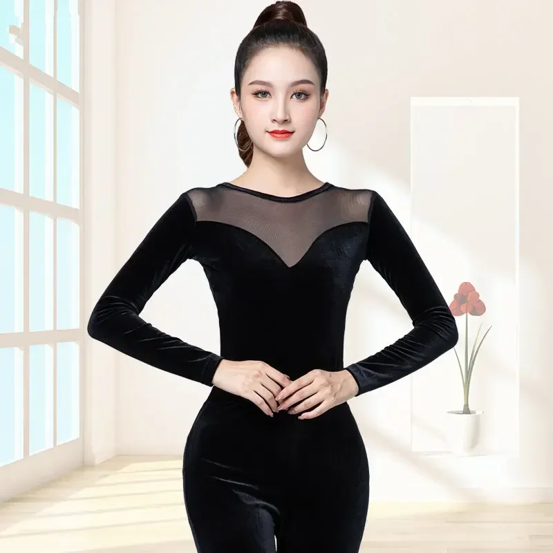 

Latin dance clothing female adult new tops short-sleeved summer women's tops performance costumes practice competition dance