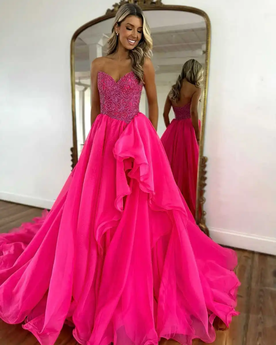 Stylish A Line Wedding Dress Strapless Sleeveless Beading Bride Gowns Pleats Ruched Floor Length Bridal Dresses Customized