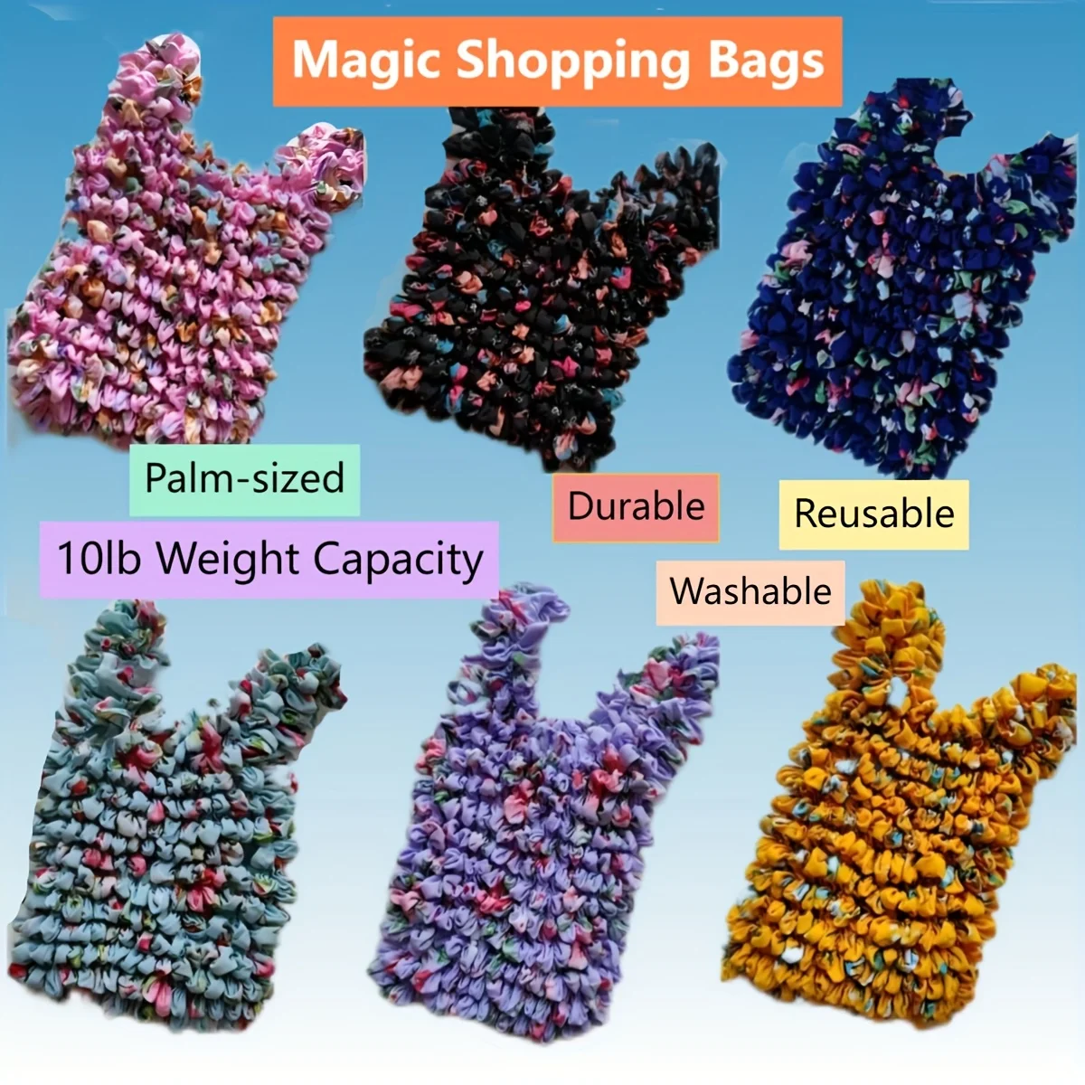 Nueva bolsa de compras plisada con burbujas elásticas mágicas de moda, adecuada para viajes y uso diario