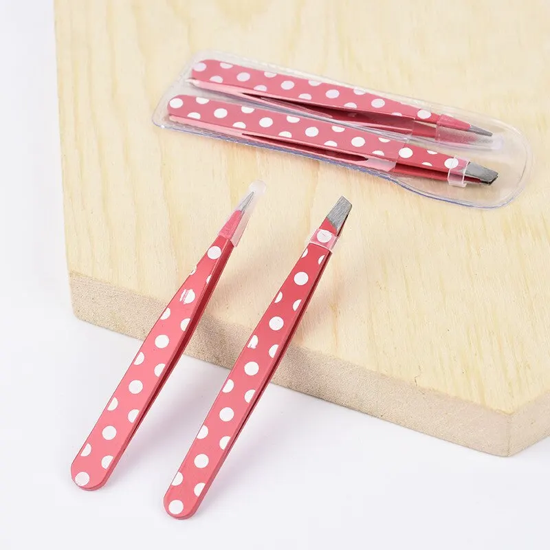 Mini Hair Removal Tweezers Stainless Steel Eyebrow Tweezers Pink Point White Tip Point Face Harmless Makeup Beauty Tool