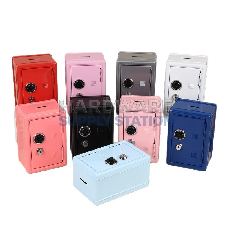 

Creative children's piggy bank household storage box metal change savings box with lock ins safe