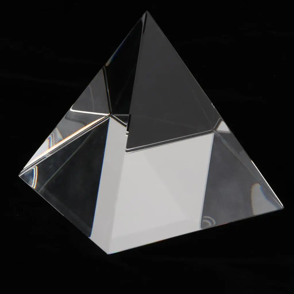 80mm Clear Crystal Glass Pyramid Prism Craft Statue Home Decor Paperweight