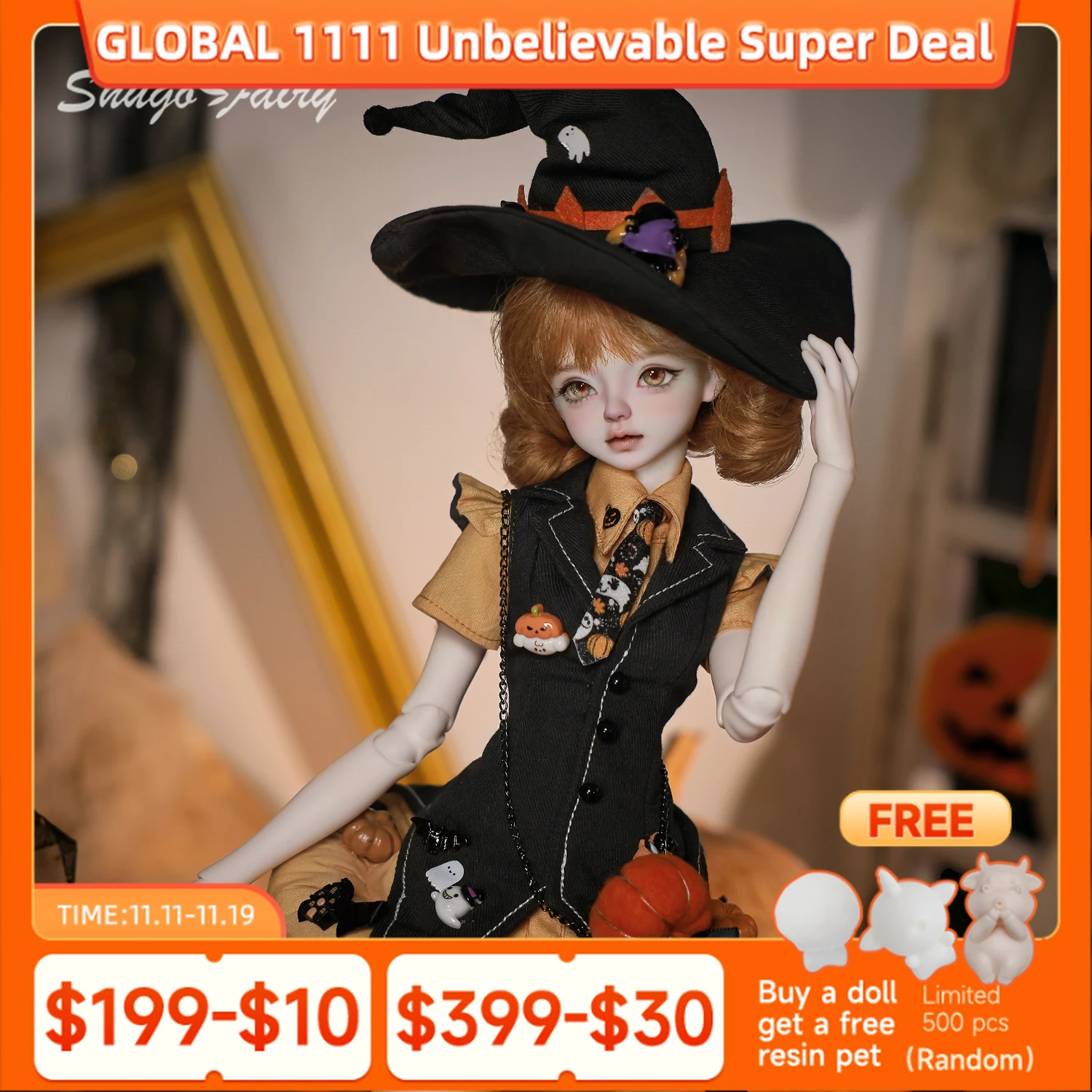 

BJD Doll 1/4 Lynn C Bariy Body Halloween Pumpkin Costume Dress Up Lolita High Quality Ball Jointed Dolls