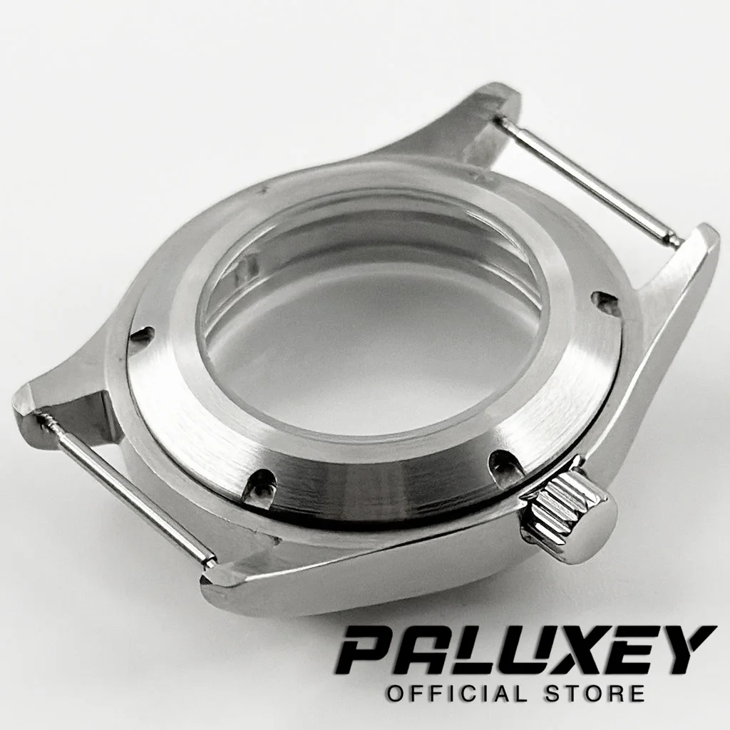 حافظة ساعة من الكريستال الياقوت الفضي ، موضة الأعمال ، حزام جلدي ، تناسبها NH34 ، NH35 ، NH36 ، NH38 ، PT5000 ، ETA2824 ، 36 ، 39