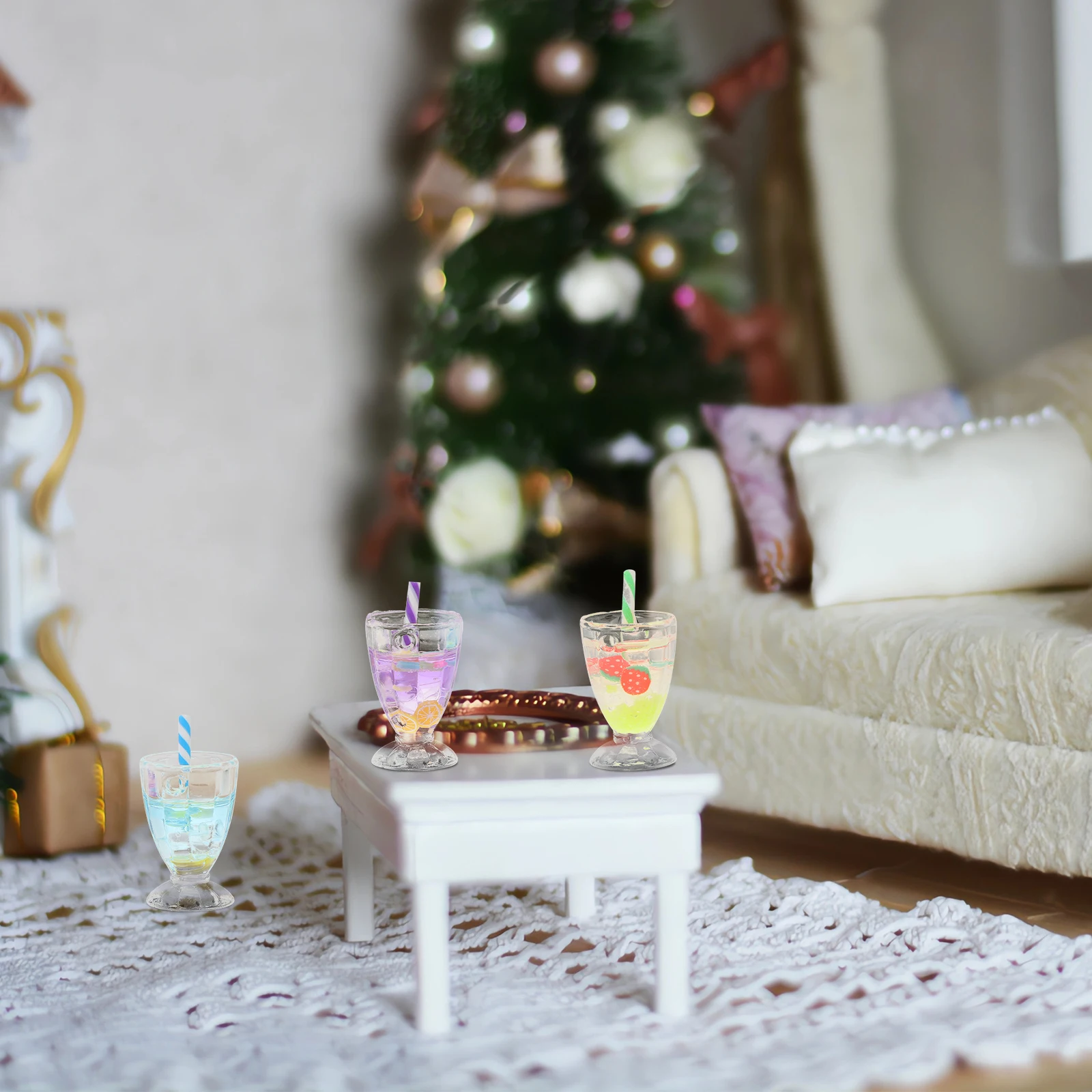 

6 Pcs House Mini Luminous Dollhouse Miniature Scene Model Accessories Garden Ornaments Décor