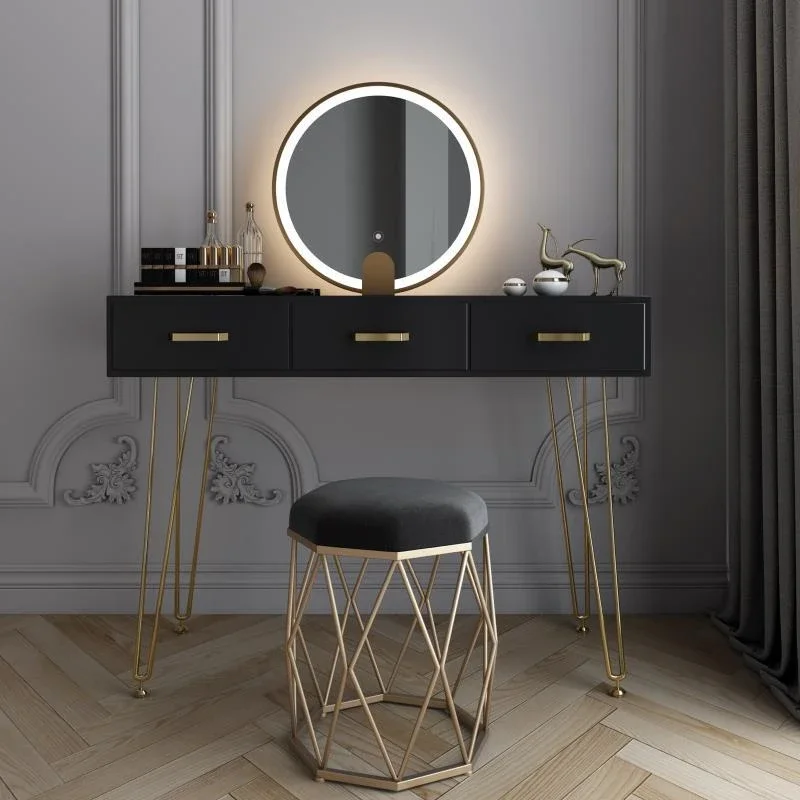 Nordic Style Minimalist Bedroom Furniture Dresser Drawers With Mirror Light Luxury Paint Dressing Table Makeup Home Furniture