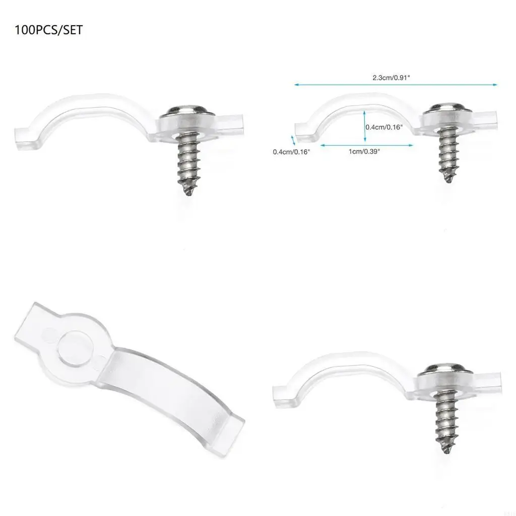 

581E 100 Pcs LED Strip Light Mounting Bracket for Ideal for 10mm/0.39'' Wide Strip