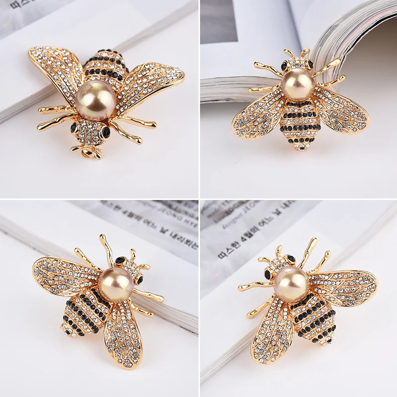 1PC Insect Series Brooch Delicate Little Bee Brooches Crystal Rhinestone Pin Jewelry